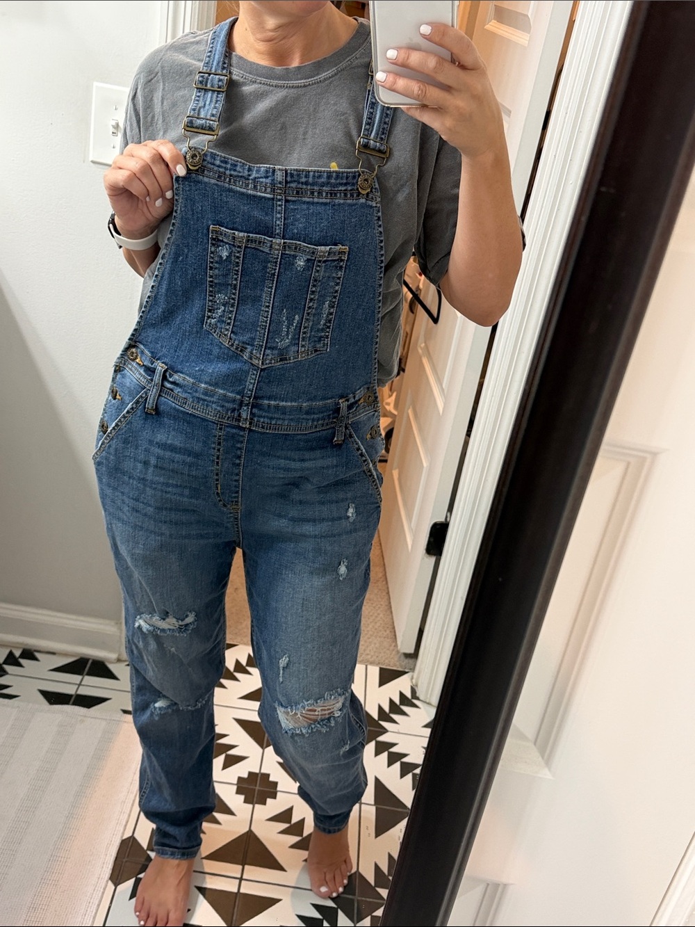 Vici Distressed Denim Blue Overalls